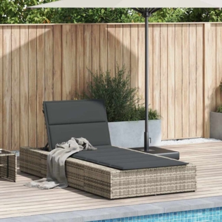 vidaXL Sonnenliege mit schwebender Auflage Hellgrau Poly Rattan 4104207