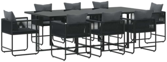 vidaXL Garten Essgruppe 9 pcs Schwarz Stahl 3335875