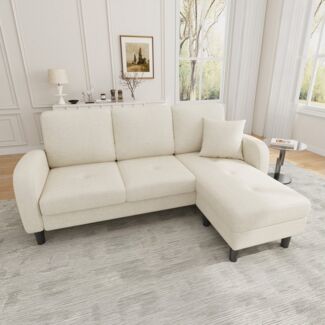 REDOM Schlafsofa Modulares Ecksofa mit integrierter Chaiselongue, Ideal für Wohnzimmer, kompakte Apartments oder Büros 1 Teile, 166x118x77 cm in Hellbeige, flexibel kombinierbar