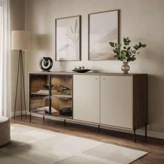 Lookway Kommode ISA 4D Sideboard mit vier Türen und LED-Beleuchtung, Breite: 200 cm