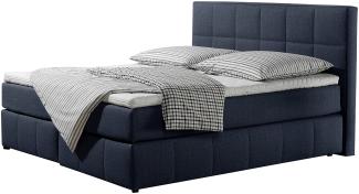 Maintal Boxspringbett Casano, 100 x 200 cm, Strukturstoff, 7-Zonen-Tonnentaschenfederkern Matratze h3, denim-blau