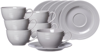 Ritzenhoff & Breker Levi Kaffeetasse mit Untertasse 220 ml grau 6er Set - DS