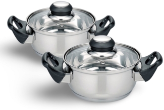 2x Edelstahl Kochtopf "Turin" 14cm kleine Kochtöpfe Küche Töpfe Topf Set 2 Stück