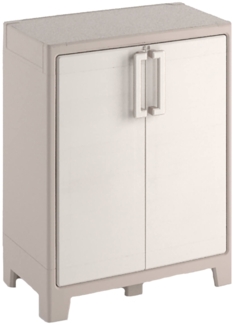 Dmora Gartenschrank Grimsby, Gartenmöbel, Mehrzweck-Gartenschrank, Container für Balkon oder Garage, Made in Italy, 80x44 h100 cm, Sand