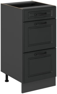 Vicco Küchenunterschrank Anthrazit Landhaus 40 cm mit Schubladen, ohne Arbeitsplatte, R-Line