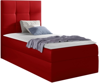 Boxspringbett 'Minvan 2' links, rot, 100x200 cm