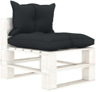 Garten-Paletten-Mittelsofa mit Anthrazit-Kissen Holz