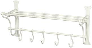 Eisen Garderobe Regal mit Haken - weiss  (95324)