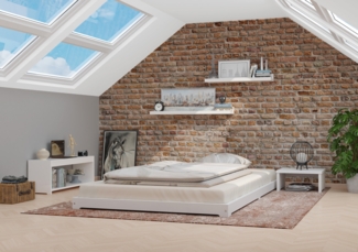 Weißes überlanges Massivholzbett Futonbett extra niedrig 120x220 Kiefer V-60.47W-12-220Rollrost inkl.