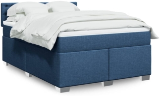 vidaXL Boxspringbett mit Matratze Blau 140x200 cm Stoff 3285931