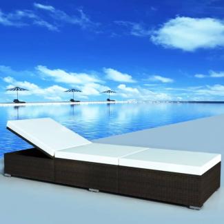 vidaXL Sonnenliege mit Auflage Poly Rattan Braun 44403