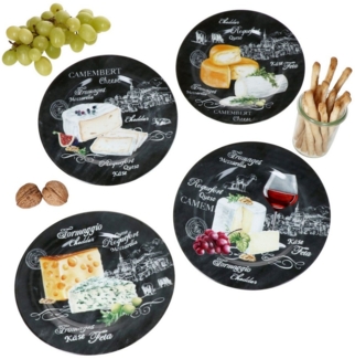 MamboCat Frühstücksteller 4x World of Cheese Käseteller Porzellan 4 Personen Fingerfood