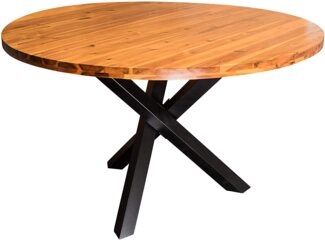 Esstisch rund cognac massiv Akazie 120 cm schwarz ISABELLA 524032