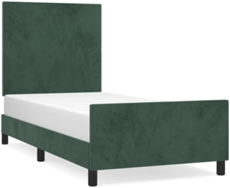 vidaXL Bettgestell ohne Matratze Dunkelgrün 90x200 cm Samt 3125614
