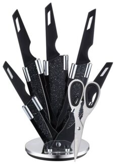 7-teiliges Küchenmesser-Set für Hobbyköche All-in-One Lösung für Ihre Küche Marmor Schwarz
