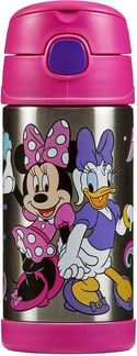 Thermos kids FUNTAINER STRAW BOTTLE DISNEY 0,35 l, Minnie, Thermoflasche Kinder aus Edelstahl mit Trinkhalm, 12 h kalt, spülmaschinenfest, dicht ohne Kohlensäure, Disney Flasche für Kita, Schule
