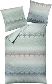 Dormisette Mako Satin Bettwäsche 155x220 Ornamente silber blau taupe 2868-40