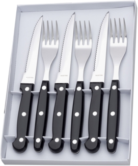Neustanlo | Steakmesser Set | 6 Stück | Edelstahlklinge mit Wellenschliff | robuste Kunststoffgriffe | klassisch schwarz | perfekt als Menümesser & Buttermesser