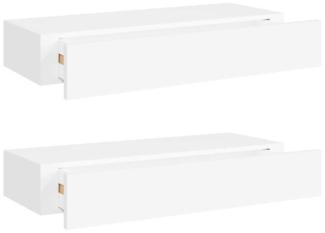 vidaXL Wandregale mit Schubladen 2 Stk. Weiß 60x23,5x10 cm MDF 330256