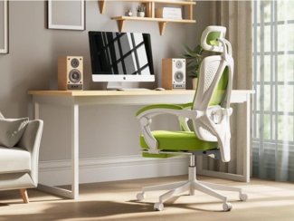 Ergonomischer Bürostuhl mit Kopfstütze, Lendenwirbelstütze, Fußstütze - Grün