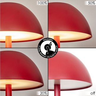 hofstein Tischleuchte Tischlampe aus Metall/Kunststoff in Rot/Weiß, dimmbare Tischleuchte mit Akku, Touchdimmer, Memoryfunktion, IP54