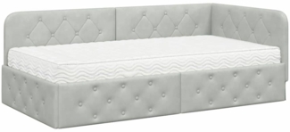 vidaXL Eckbettgestell mit Matratze Hellgrau 100x200 cm Samt 3394092