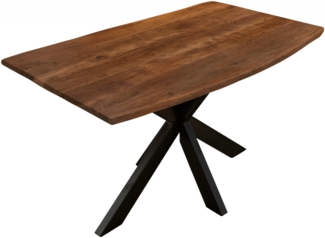 Esstisch Baumkante massiv Akazie nussbaum 120x80 schwarz KALEA 528171