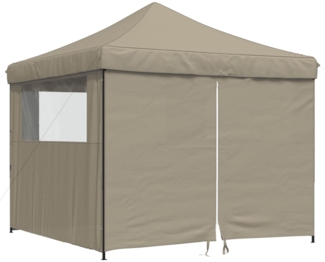 vidaXL Pop-Up Partyzelt, faltbar, Stahl / PE, Taupe, mit 4 Seitenteilen, 315 x 292 x 292 cm