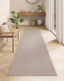 SONGMICS HOME Teppich, rutschfest, Jute-Optik, maschinenwaschbar, kamelbraun, 80 x 300 cm