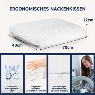 Esun Kopfkissen Kopfkissen, Ergonomisches Memory Foam Kissen, Nackenkissen, Kissen, Füllung: Rückstellschaum, Rückenschlafer, Seitenschlafer, Bauchschlafer, Set, Seitenschlafer, Rückenschlafer, Bauchschlafer, Set, Kissen, Kopfkissen, Kopfkissen für Sei...