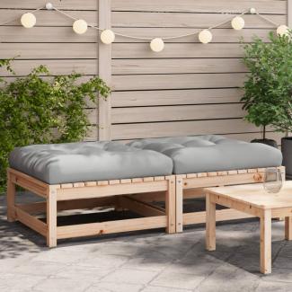 vidaXL Gartenhocker mit Kissen 2 Stk. Massivholz Kiefer