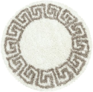 Hochflor Teppich Halo rund - 120 cm Durchmesser - Beige