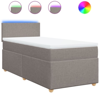 vidaXL Boxspringbett mit Matratze Taupe 90x200 cm Stoff 3288860