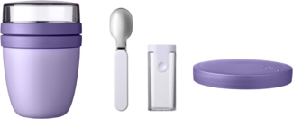 Mepal | Lunchpot Switch Set | Faltbarer Löffel Ellipse | wandelbar zum Snackpot | praktischer Müslibecher | geeignet für Tiefkühler, Mikrowelle & Spülmaschine | Vivid Lilac
