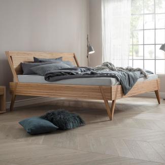 dormiente Massivholzbett Viva 90x200 mit Rückenlehne Designbuche