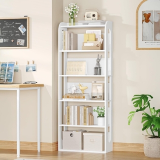 Bcherregal, 6-st?ckiges bcherregal Holz, Buch Regal, H?lzernes Standregal fr Schlafzimmer, Wohnzimmer und Arbeitszimmer 24 x 60 x 153 cm wei?