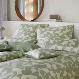 Elegante Mako Satin Bettwäsche Studio Graphic 24533-4 Grün 135x200