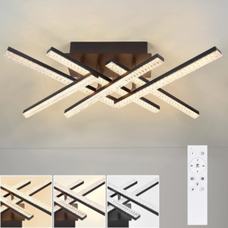 ZMH LED-Deckenleuchte, moderne Wohnzimmerlampe, 50 cm, schwarze Lampe mit Fernbedienung, 36 W, Kristalllampe für Schlafzimmer, Küche, Flur, Esszimmer
