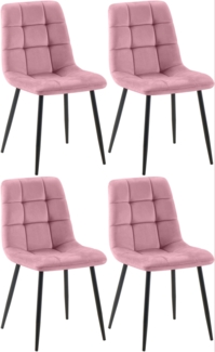 CLP 4er Set Esszimmerstühle Antibes Samtbezüge bis 150 kg belastbar,rosa