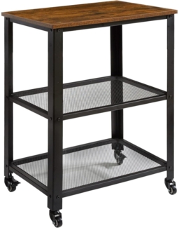 Servierwagen Küchenregal Rollwagen 60x40x81cm 4 Rollen Stahlgestell 3 Ablagen