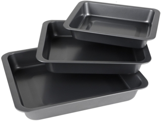 Urban Living Backblech Backofenblech-Set Ofenblech Kuchenblech Auflaufform Bräter, (Backofenbleche, 3-St, Backofenbleche mit Antihaftbeschichtung), Antihaftbeschichtet extra hoher Rand