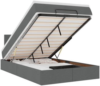 vidaXL Ottoman-Bett mit Matratze Dunkelgrau 120x200 cm Stoff 3311367