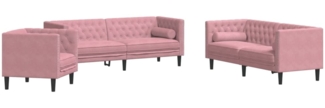 vidaXL 3-tlg. Chesterfield-Sofa-Set mit Nackenrollen Rosa Samt 3209284