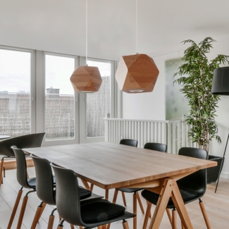 Hängeleuchte, Holz, natur, eckig, GU10, H 120cm