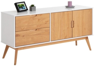 IDIMEX Sideboard TIVOLI, moderne Kommode mit 2 Türen und 2 Schubladen, Skandi weiß/gebeizt