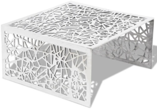 Couchtisch, Sofatisch Silbern Geometrisches Lochmuster Aluminium