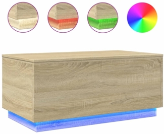 Couchtisch, Sofatisch mit LED-Leuchten Sonoma-Eiche 90x50x40 cm