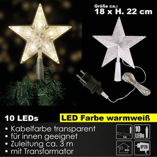 Weihnachtsbaum Spitze Stern LED beleuchtet warmweiß Innen Christbaum Baumschmuck