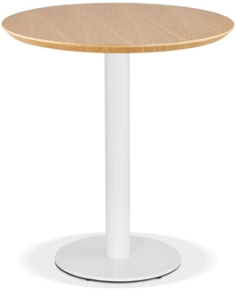 Kadima Design Esstisch, Rund, Ø 60 cm, Naturholz, Gusseisen, 75 cm Höhe. Beige-Weiß