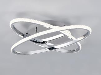 LED Deckenleuchte LANE dimmbar, Kristall Ringe oval schwenkbar Chrom, Ø 58cm